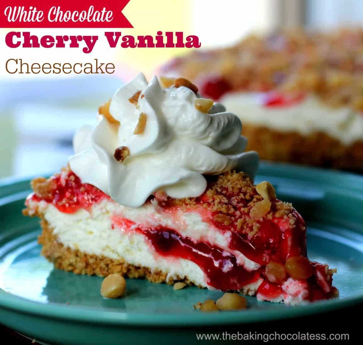 White Chocolate Cherry Vanilla Cheesecake {No Bake} easy holiday pie recipes