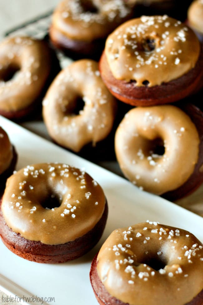 Chocolate Donuts with Salted Caramel Icing