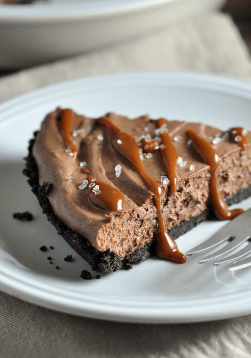 Chocolate Mousse Pie with Drizzle & Sea Salt