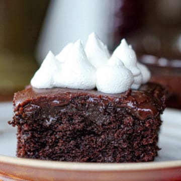 Sinful Triple Chocolate Fudge Poke Cake