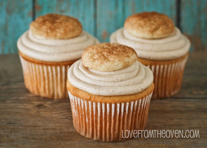 5. Cookie Cupcakes @ Love From the Oven - cinnamon sugar snickerdoodle snickerdoodle dessert recipes