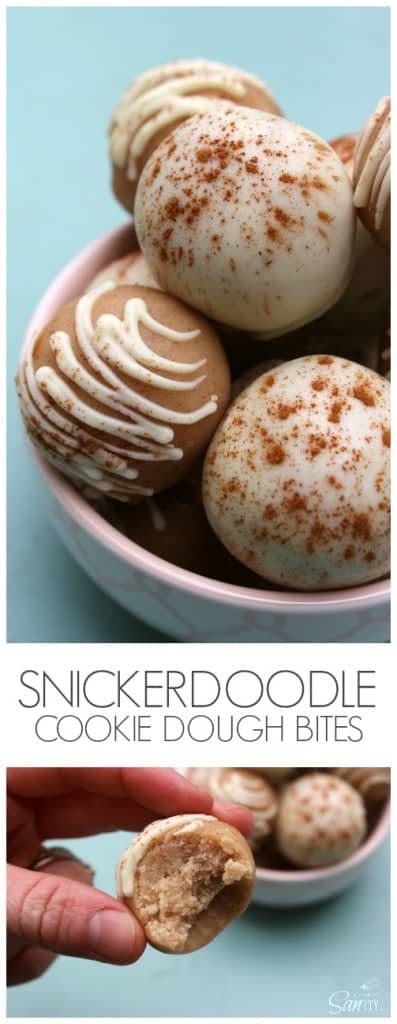 4.  Cookie Dough Bites @ A Dash of Sanity - snickerdoodle dessert recipes