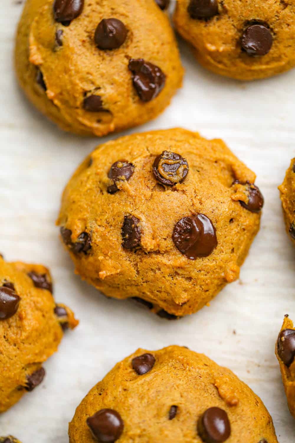 downward view of Pumpkin Chocolate Chip Cookies