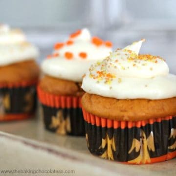 Plush Pumpkin Cupcakes with Vanilla Cream Cheese Frosting
