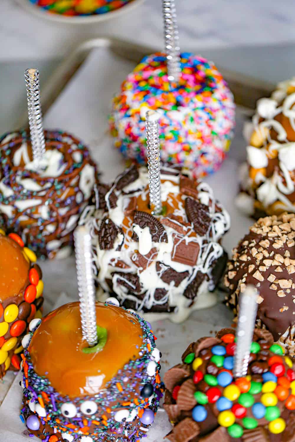Blinged Out Chocolate Caramel Apples recipes halloween fall dessert