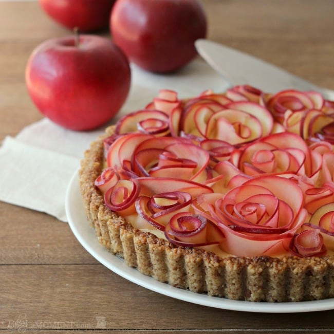 Apple Rose Tart with Maple Custard and Walnut Crust (GF) @ Baking a Moment