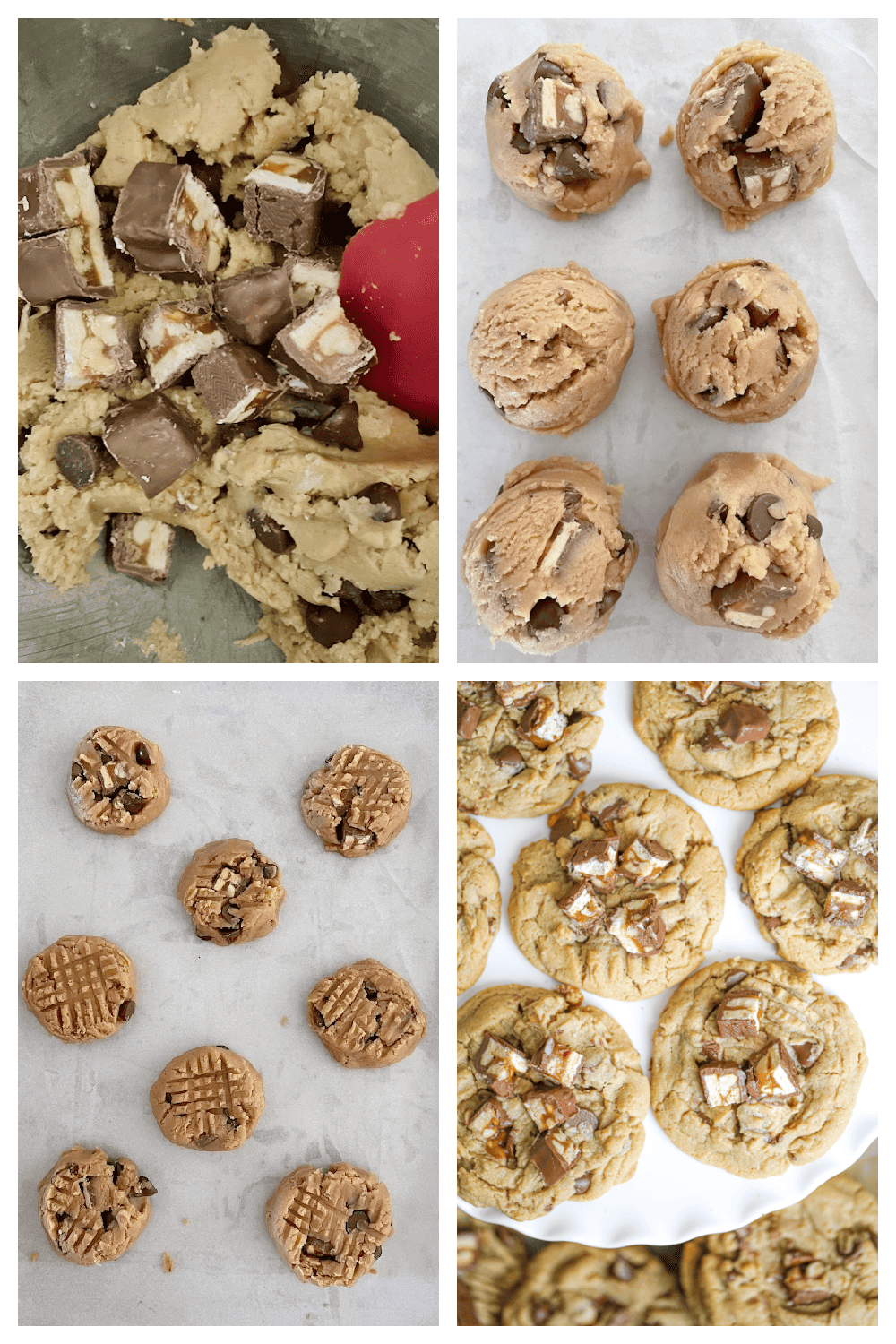 tutorial of how to make Ultimate Snickers Cookies