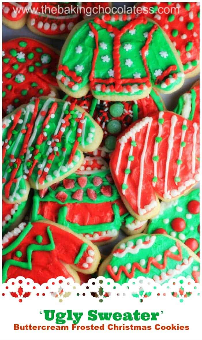 ‘Ugly Sweater’ Buttercream Frosted Christmas sugar Cookies recipe ideas