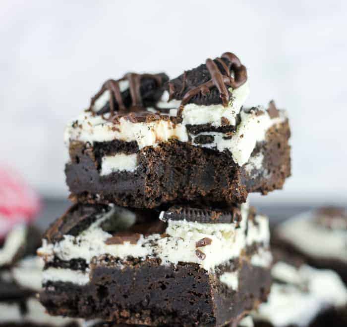 Stuffed Brownies with Oreo Vanilla Frosting