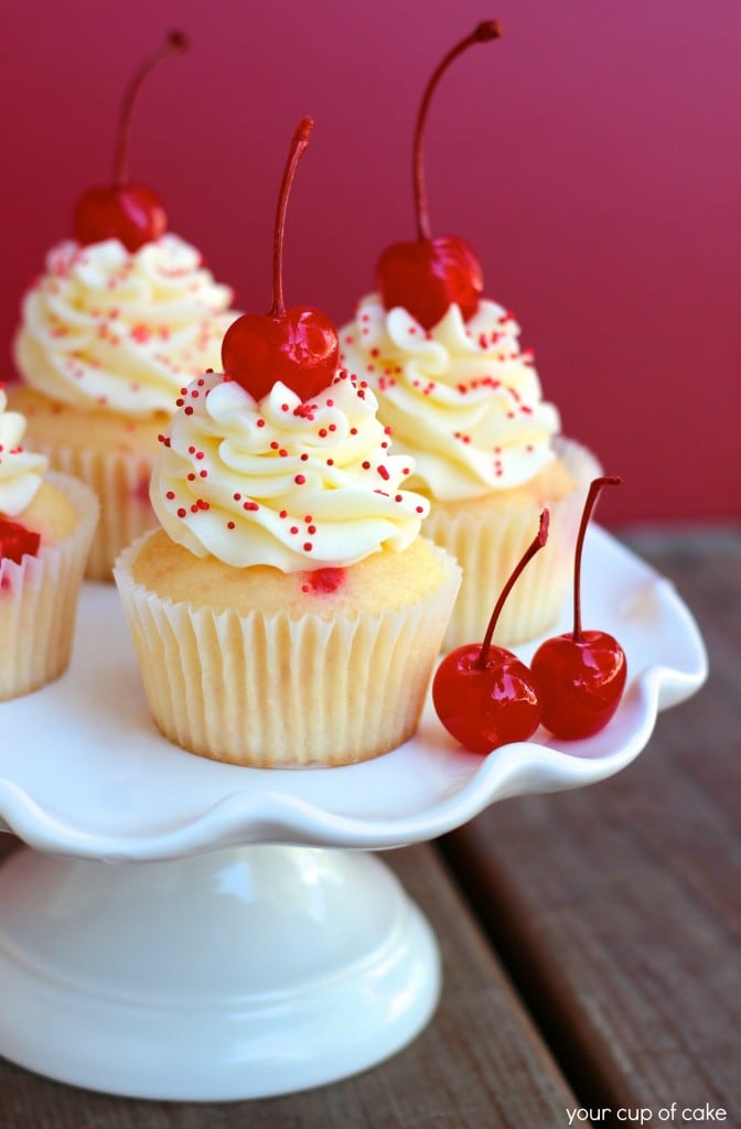  Almond Maraschino Cherry Cupcakes @ Your Cup of Cake heavenly desserts recipes