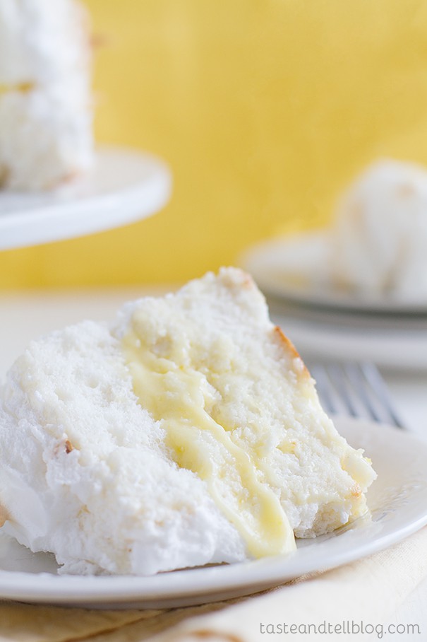 Lemon Meringue Angel Food Cake @ Taste and Tell heavenly desserts recipes