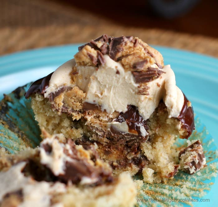 Double Stuffed Peanut Butter Cup Bliss Cupcakes