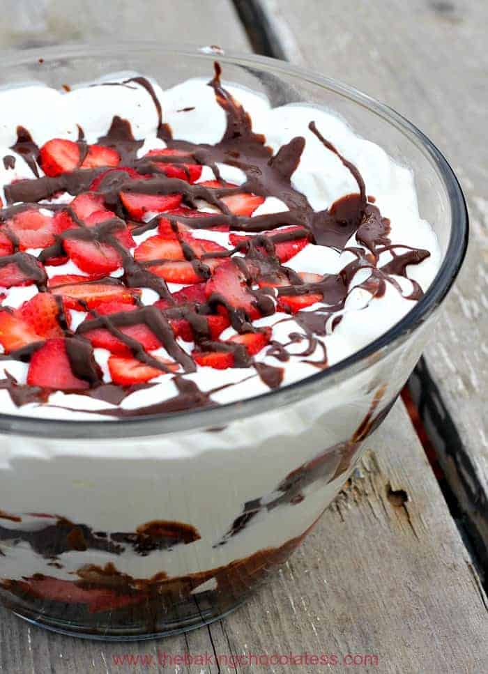 Chocolate Covered Strawberry Brownie Trifle Delight