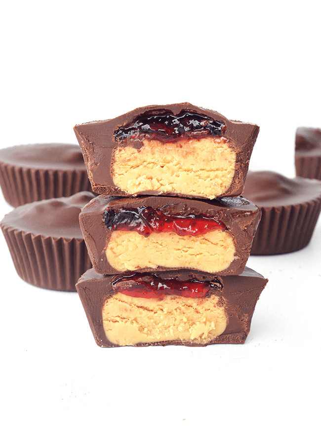 Peanut butter and Jelly Chocolate Cups @ The Sweetest Menu