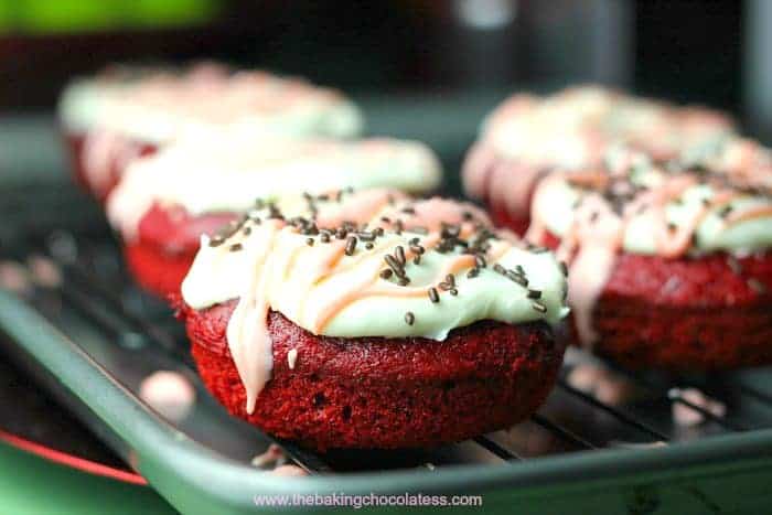 Red Velvet Cake Donuts with Cream Cheese Frosting (Of course)