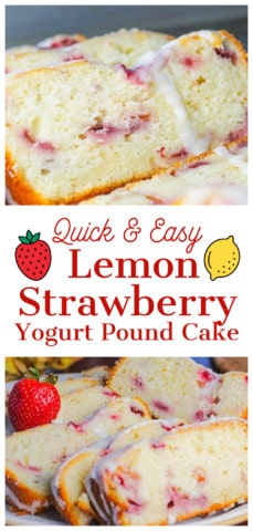 Lemon Strawberry Yogurt Pound Cake