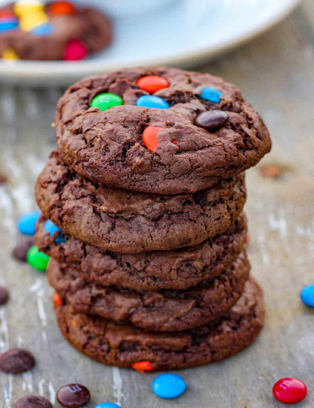 easy quadruple chocolate m&m cookies cookie recipe 