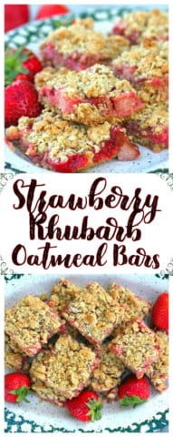 Awesome Strawberry Rhubarb Oatmeal Bars