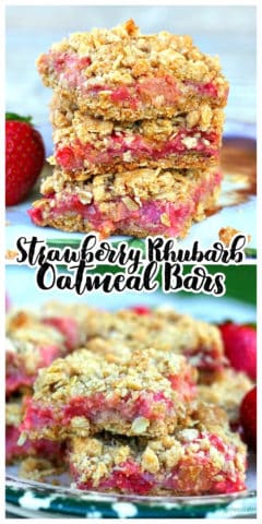 Awesome Strawberry Rhubarb Oatmeal Bars