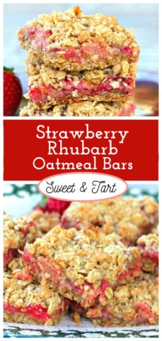 Strawberry Rhubarb Oatmeal Bars