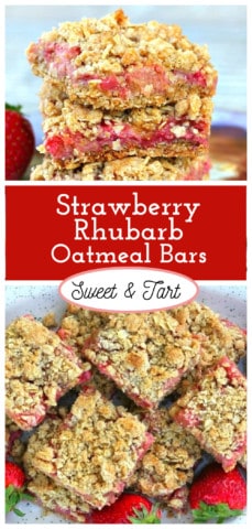 Strawberry Rhubarb Oatmeal Bars