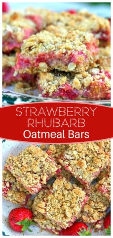 Strawberry Rhubarb Oatmeal Bars