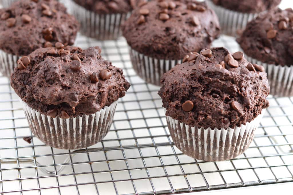 Bakery Style Double Chocolate Chip Muffins @ What the Fork Food Blog
