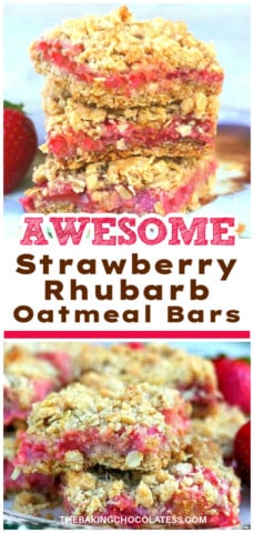 Strawberry Rhubarb Oatmeal Bars