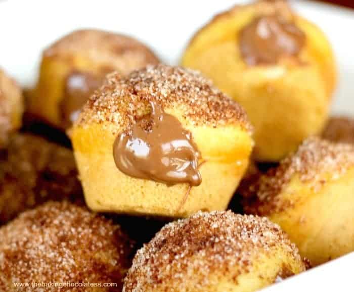 Nutella Stuffed Churro Donut Poppers