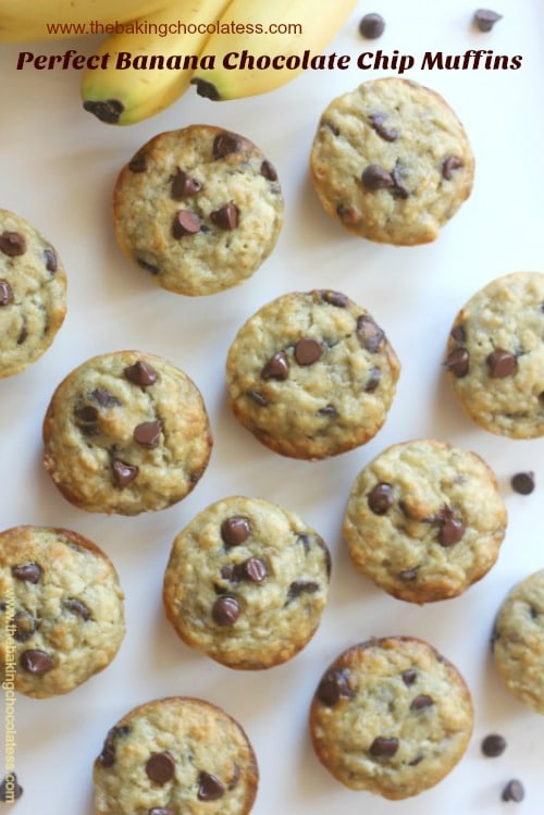 Perfect Banana Chocolate Chip Muffins! Fluffy & Moist recipe!