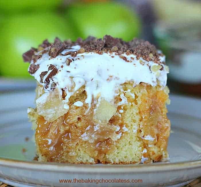 Caramel Apple Toffee Poke Cake