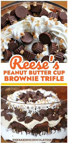 peanut butter cup chocolate brownie trifle