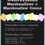 Conversions for Marshmallows and Marshmallow Creme