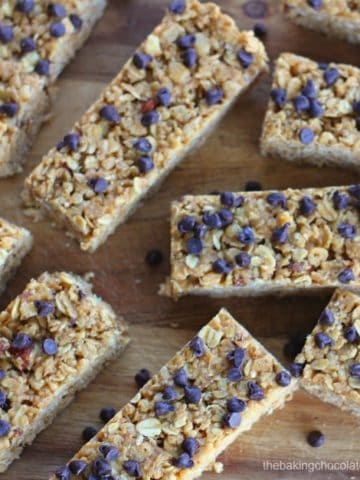 No Bake Chewy Chocolate Chip Peanut Butter Granola Bars
