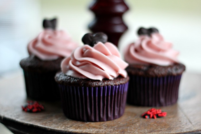 "Lovey-Dovey" Chocolate Heart Raspberry Chocolate Mousse Cupcakes