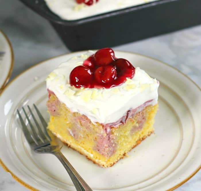 Very Cherry Cheesecake Poke Cake - easy summer dessert recipes best summer dessert ideas