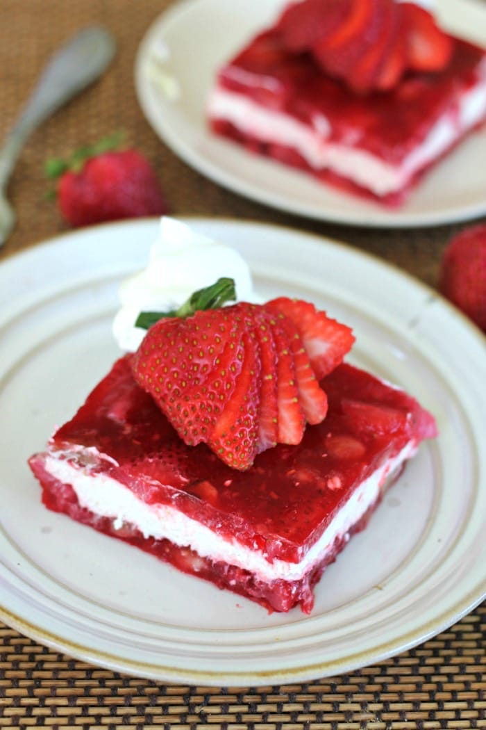 Strawberry-Raspberry Jello Whipped Cheesecake Layered Salad - jello cheesecake salad