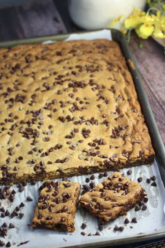 Sheet Pan Perfect Chocolate Chip Cookie Bars