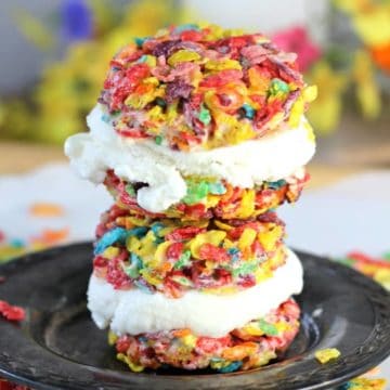 Fruity Pebbles Ice Cream Sandwiches