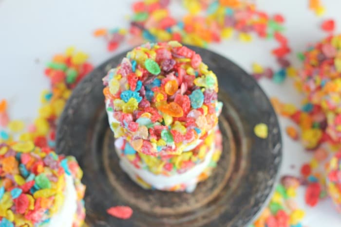 Fruity Pebbles Ice Cream Sandwiches