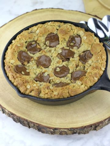 Peanut Butter Cup Oatmeal Chocolate Chip Skillet Cookies