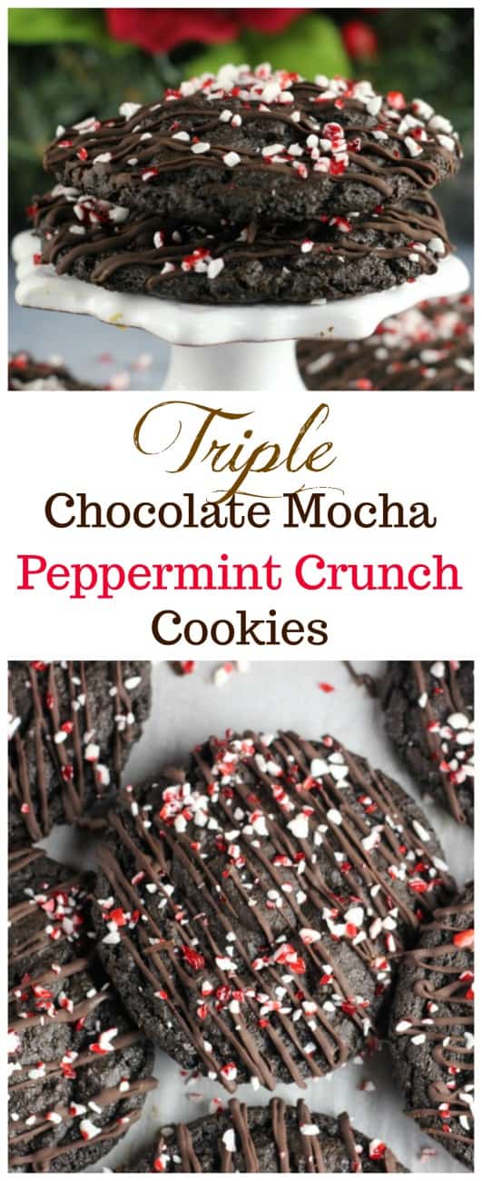 Triple Chocolate Mocha Peppermint Crunch Cookies