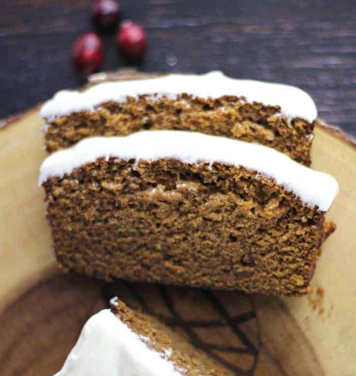 Copycat Starbucks Gingerbread Loaf recipe with Lemon Cream Cheese Buttercream Frosting