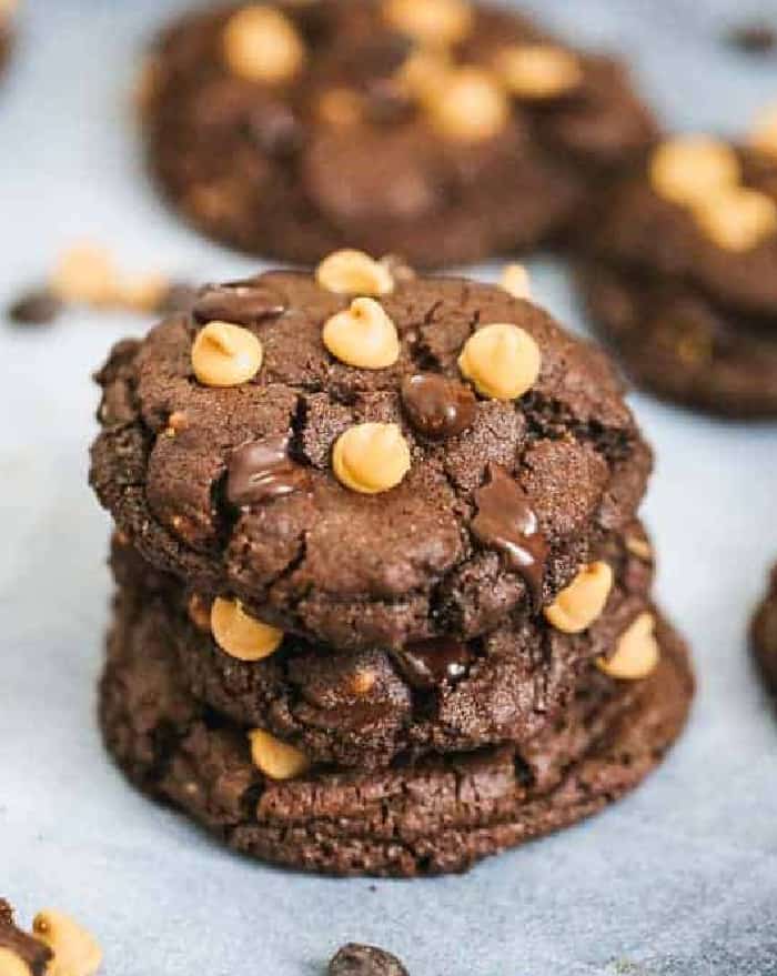 Double Chocolate Peanut Butter Chocolate Chip Cookies