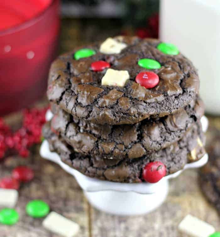 Christmas Peppermint M&M Fudge Cookies
