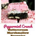 Peppermint Crunch Buttercream Marshmallow Brownies