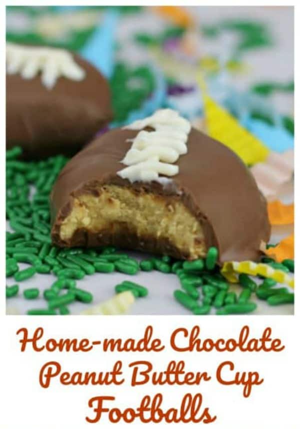 Home-made Chocolate Peanut Butter Cup Footballs