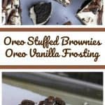 Oreo Stuffed Brownies with Oreo Vanilla Frosting