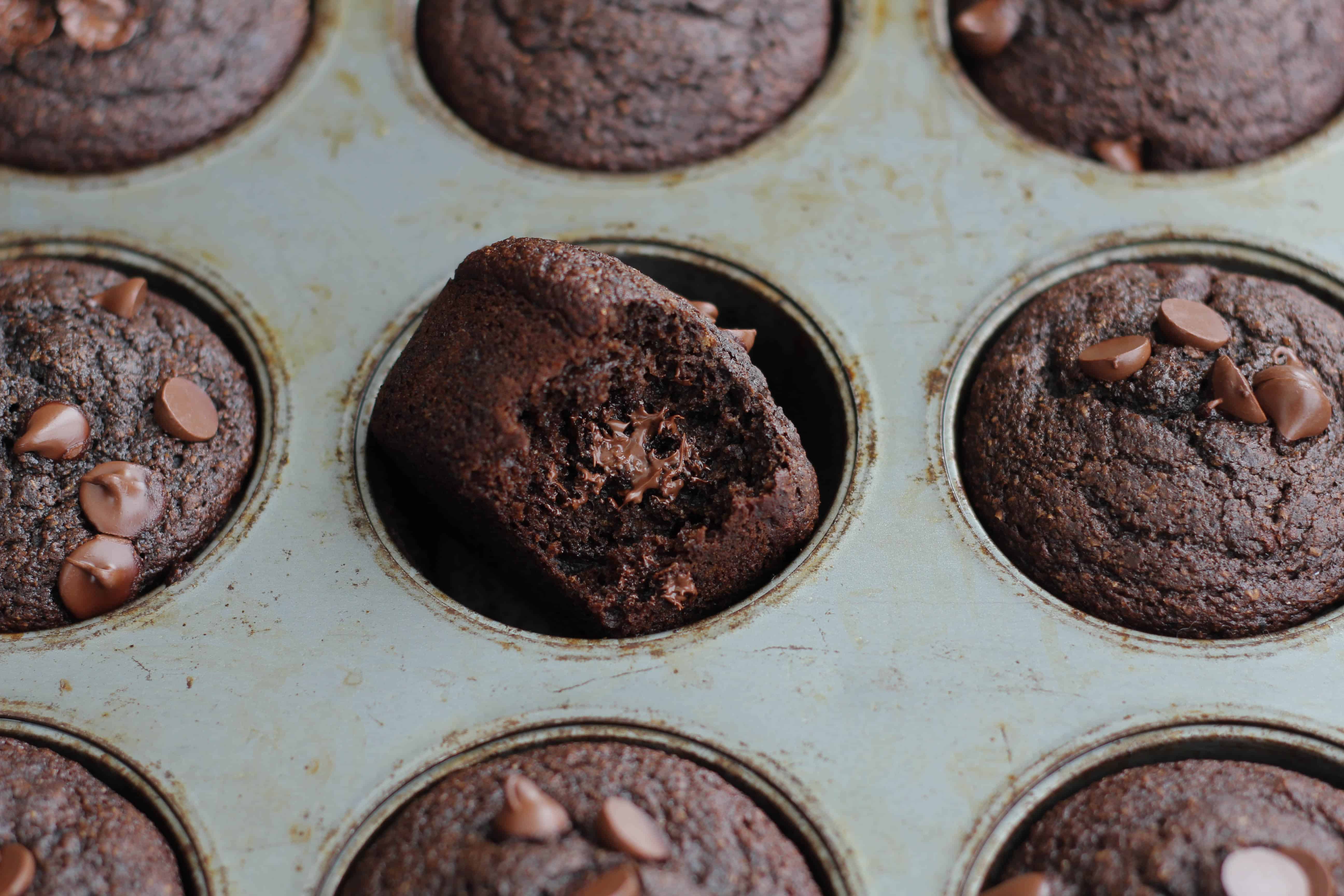 Super Healthy Fudgy Double Chocolate Muffins The Baking ChocolaTess