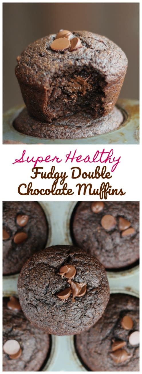 Super Healthy Fudgy Double Chocolate Muffins